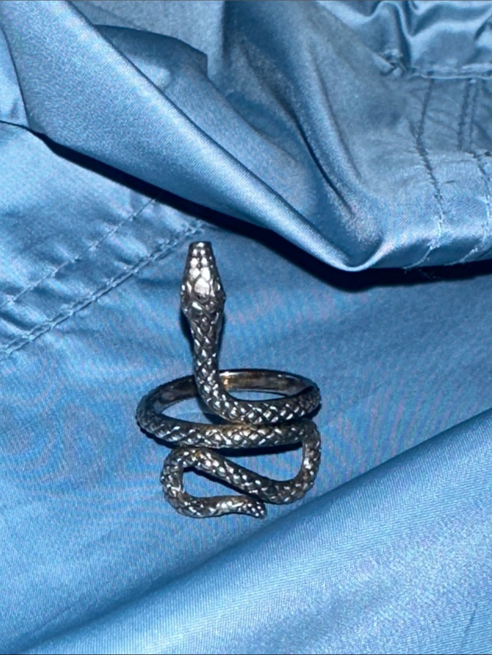 Size 6.5 Sterling Silver w/Marcasite Coiled Snake Ring — Silver